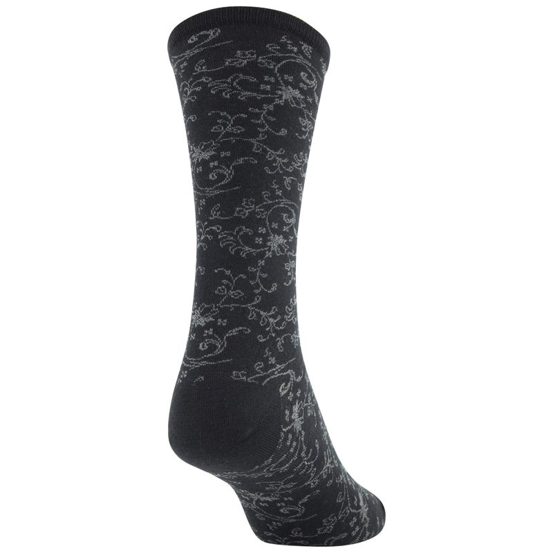 GOLDTOE Women's Scrolls Dress Crew Socks, 3 Pairs, Black Floral/Black/Black Vine, Shoe Size: 6-9 - Image 4